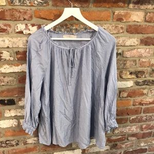 Loft blue and shite stripe blouse